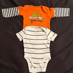 Orange and White Striped Kids One Piece Set